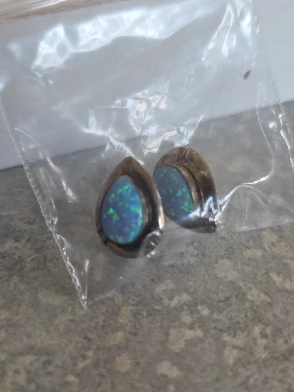 Blue Opal Accent Earrings - Unbranded